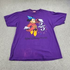 Mickey‎ Inc Womens T-shirt XL Purple Walt Disney World 25th Anniversary Cotton